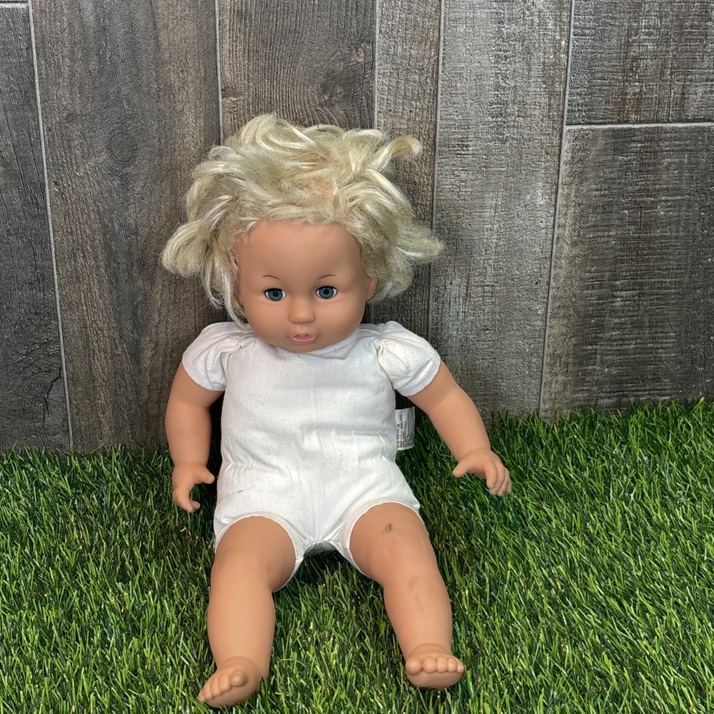 Vintage Soft Body Baby Doll GI-Go Toys Hong Kong‎ Blonde Hair As Is No Clothes